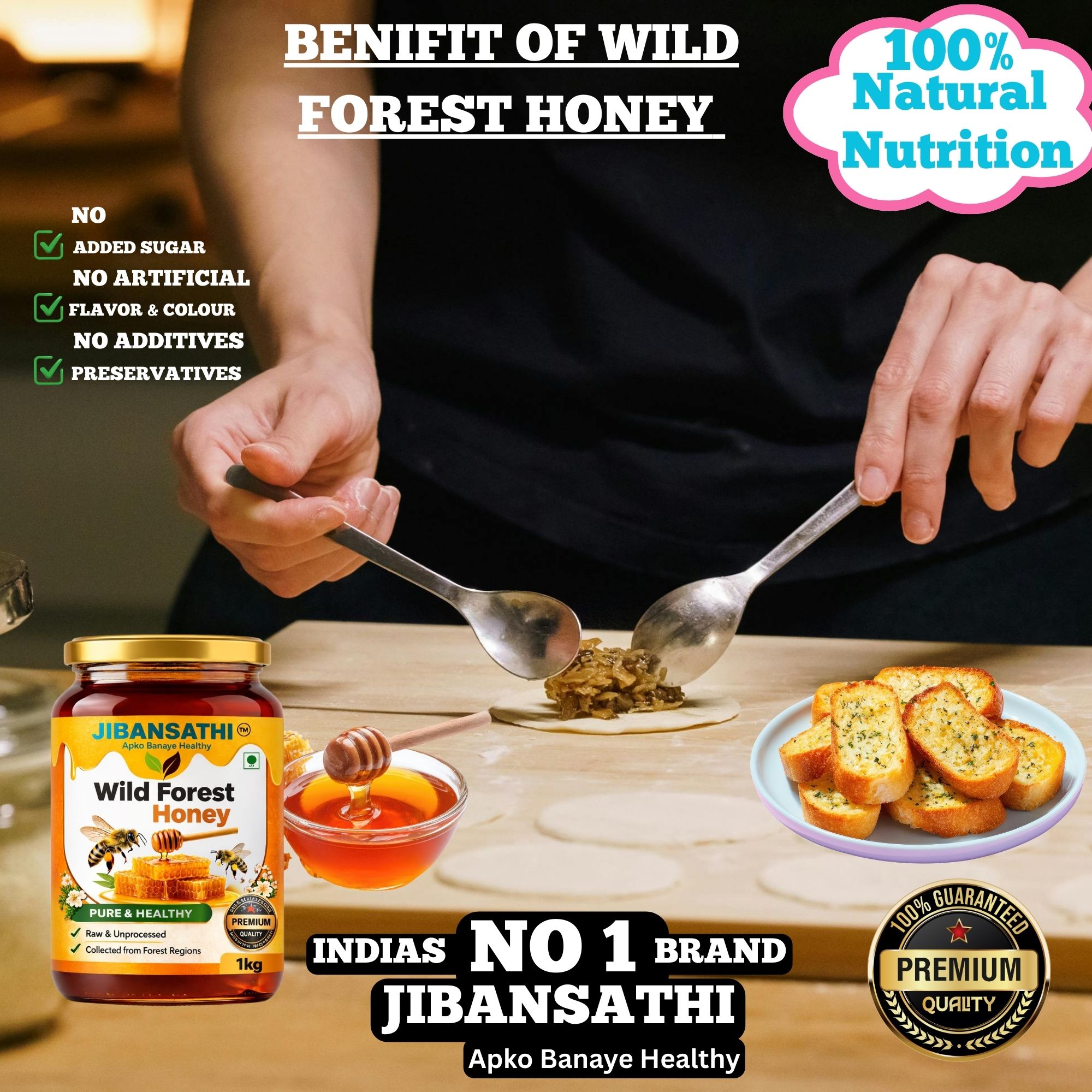 Natural Honey ! Wild Forest Raw Honey (No Added Sugar ) No Preservative 100% Natural Collet form Forest.. - Image 3